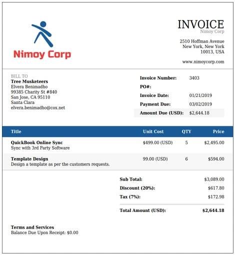 InfoFlo Pay Invoice Example