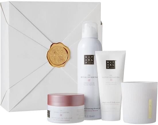 Rituals The Ritual of Sakura sprchová pěna 200 ml + tělový peeling 125 g + tělový krém 100 ml + svíčka 140 g dárková sada