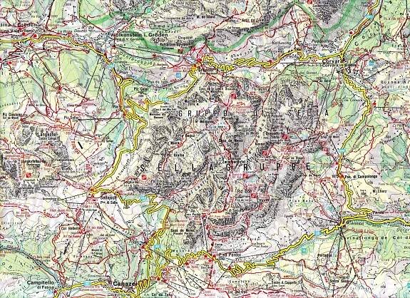 mapa Dolomity - Sella