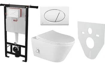 Alcaplast AM102/1120 Jádromodul komplet do bytových jader se závěsným WC RIMLESS Sapho AVVA 100315 s integrovanou baterií a bidetovou sprškou