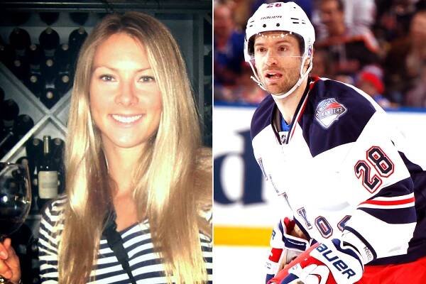 Dominic Moore (right) explains how he returned to the NHL after losing his wife Katie to liver cancer.
