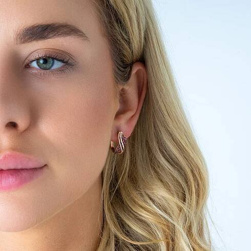 Náušnice s rubíny a růžovými safíry 0.83 ct - DIHU094RN  - na modelce