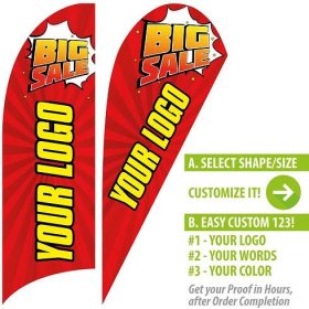 BIG SALE! Red Custom Feather Flags with your logo or words printed