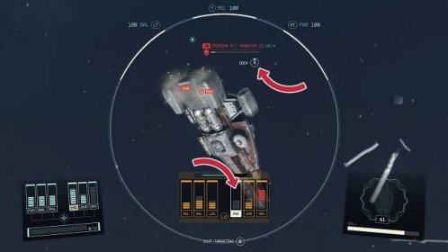 Starfield using Targeting Control Systems to disable a ship’s engines so you can dock.