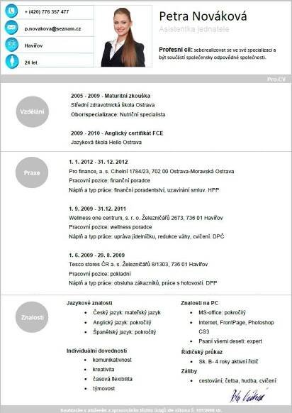 Curriculum Vitae English Vzor - Girha Curriculum Vitae
