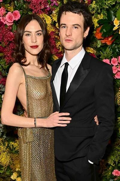 Alexa Chung and Tom Sturridge attend the British Vogue And Tiffany & Co. Celebrate Fashion And Film Party 2024 at Annabel's on February 18, 2024 in London, England.