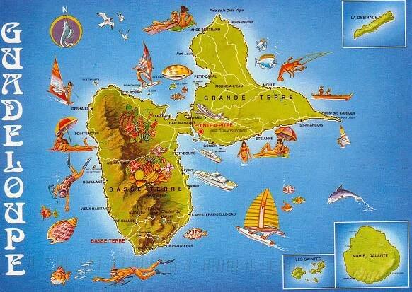 Zajímavá místa na mapě Guadeloupe