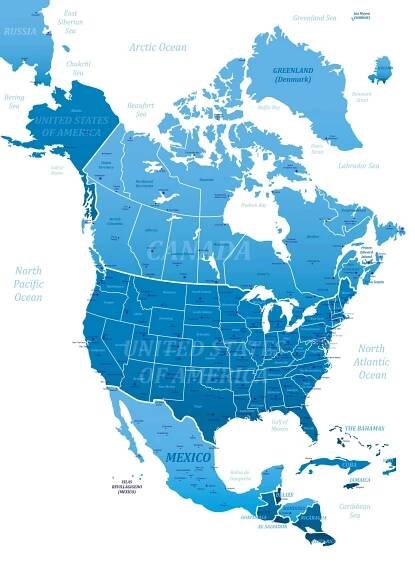 Mapa států a provincií severní Ameriky