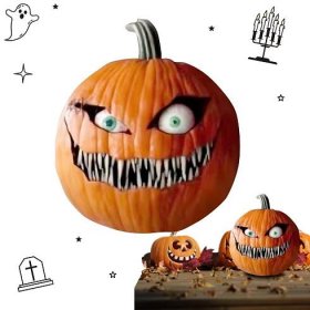 Halloweenská dýňová výzdoba, šikmooký squash Strašidelné řemeslné ozdoby Dýně Figurky Socha