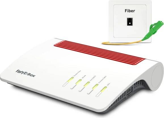 AVM FRITZ!Box 5590 Fiber (Wi-Fi 6 Glasfasermodem (WLAN AX), bis 4.800 MBit/s (5 GHz) u. 2.400 MBit/s ( 2,4 GHz), WLAN Mesh, DECT, 2,5-Gigabit-LAN Port