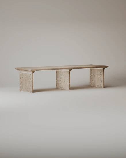 The Arcus Table & Bench – Travertin – Tim Vranken