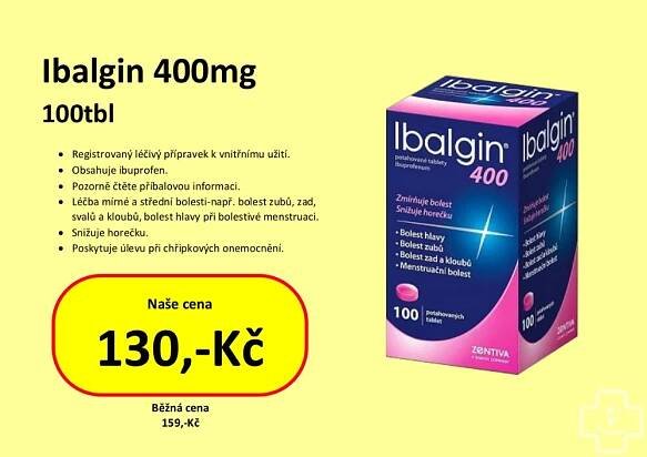 Novinky & Akce - AKCE - Ibalgin 400mg/100tbl | Lékárna Revmavita Zlín