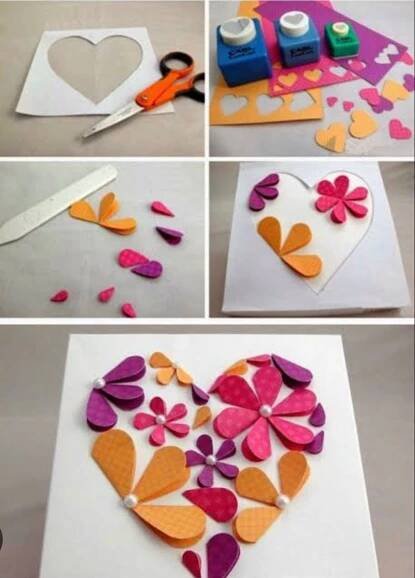 Paper love heart with flowers | Construction paper crafts, Paper flowers craft, Paper crafts