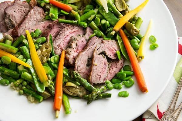 Roast Lamb Shoulder With Spring Vegetables Recipe