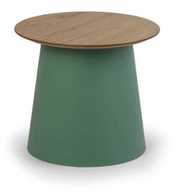 Plastový kávový stolek SETA s dřevěnou deskou, průměr 490 mm, zelený