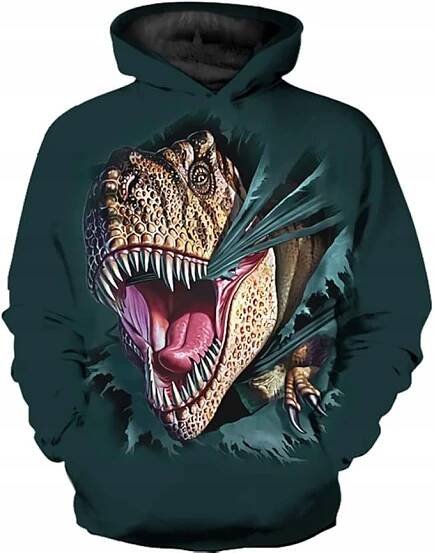 DĚTSKÁ MIKINA S KAPUCÍ S POTISKEM DINOSAURA 3D