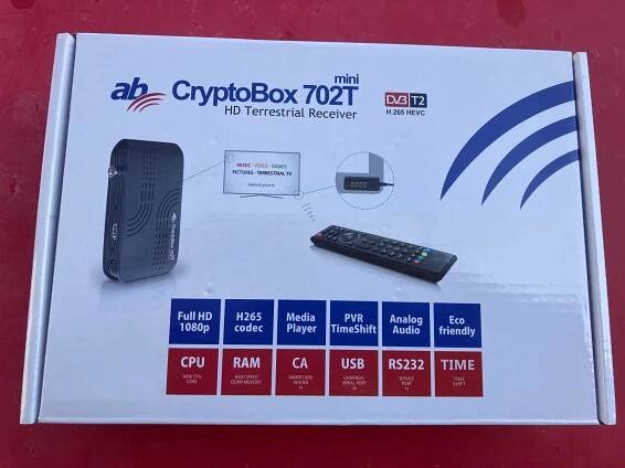 DVB-T2 setobox AB CryptoBox 702T Mini + DO, Zdroj, IR čidlo - ND