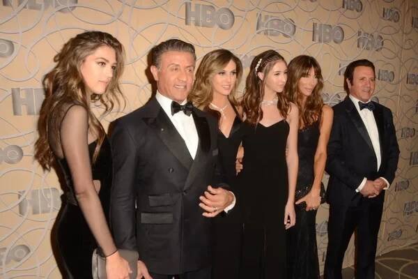 Sylvester Stallone, dcery, Jennifer Flavin, Frank Stallone — Stock obrázek