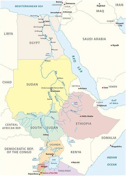 Nile river map 