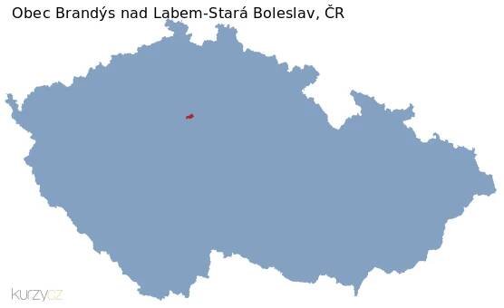 Základní mapa obce Brandýs nad Labem-Stará Boleslav v ČR
