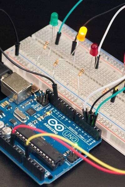 an electronic device with many wires attached to it