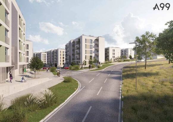 Vizualizace budoucích družstevních domů v lokalitě Kamenný vrch