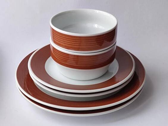 Retro nádobí z restaurace, gastro porcelán G. Benedikt, Dvory, ČSSR  - Starožitnosti a umění
