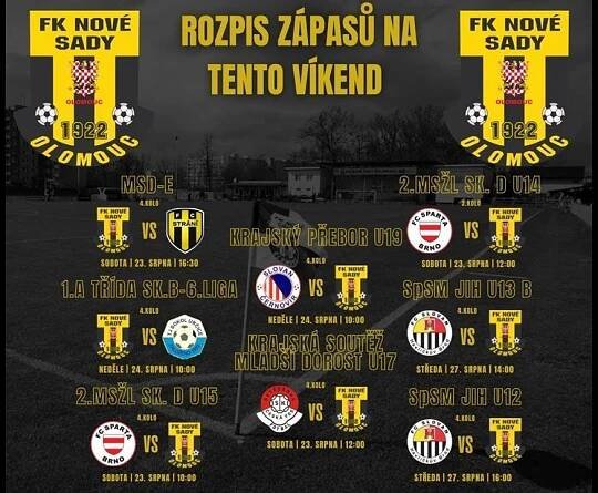 ROZPIS ZÁPASŮ NA TENTO VÍKEND