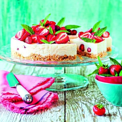 Nepečený jahodový cheesecake
