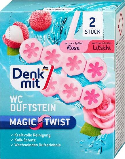WC blok Magic Twist růže & liči 2x48, 2 ks