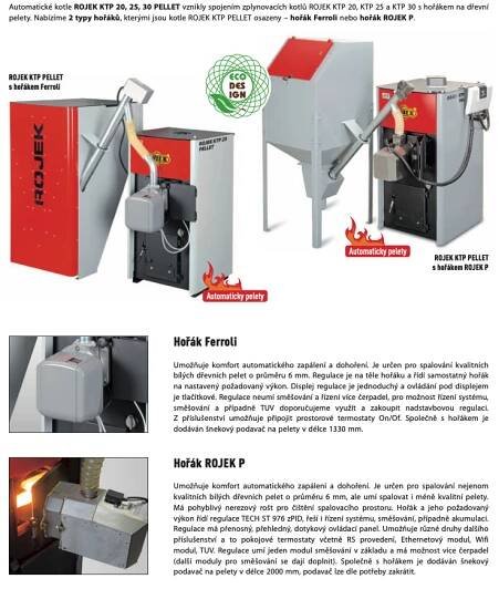 ROJEK KTP 30 PELLET kotel na pelety 30 kW, automatický, bez zásobníku, hořák Rojek P - Kotelrychle.cz
