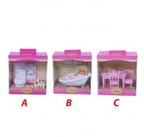 Rappa Sada nábytek mini pro panenky (záchod - vana - jídelna)