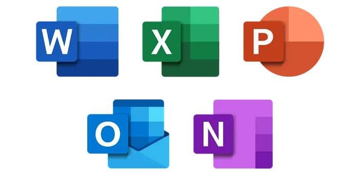 Microsoft 365 Apps icons includes Word, Excel, Powerpoint, Outlook and OneNote