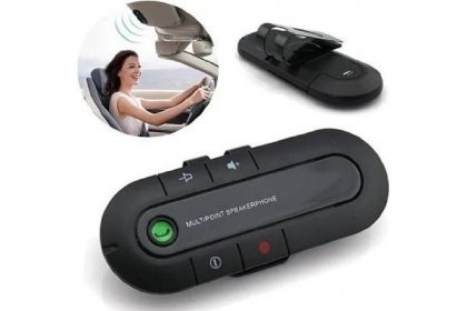 Portable Multipoint Bluetooth Hands-Free Sun Visor In-Car Speakerphone Kit - Black