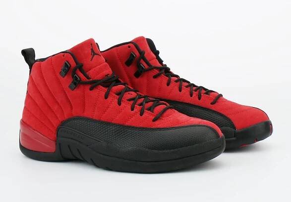 Pánské červené tenisky Air Jordan 12 Reverse Flu Game Varsity Red/Black CT8013-602 semišové a vysoké kotníkové boty a obuv Jordan
