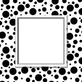 Puntíkované černé a bílé pozadí s rámečkem — Stock obrázek