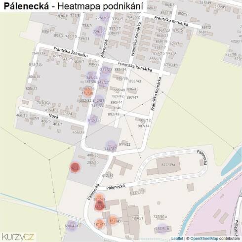 Mapa Pálenecká - Firmy v ulici.