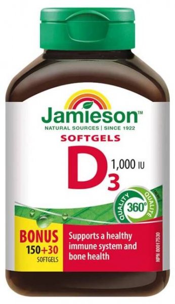 Jamieson Vitamín D3 1000 IU kapsle 180 kps.