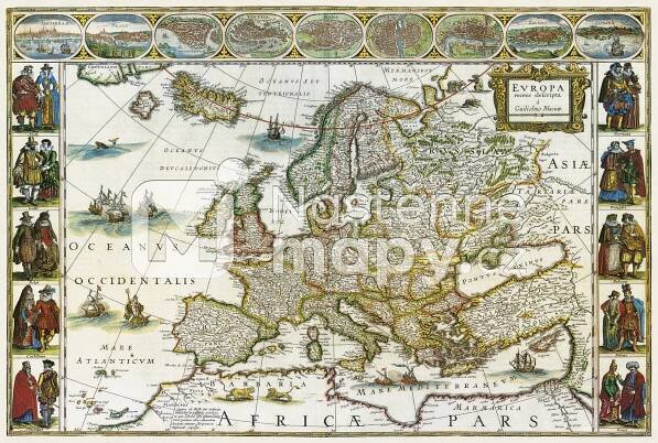 Historická nástěnná mapa Evropy | nastennemapy.cz