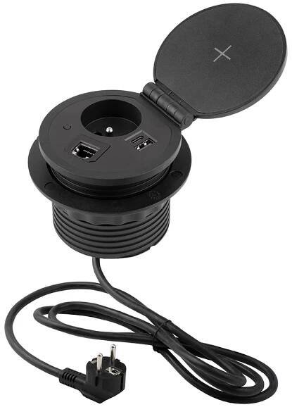 StrongPower El. zásuvka otevírací, 1x230V, Francouzská, 1xUSB A+C, bezdr. nab.