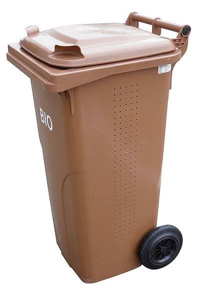 Popelnice plastová na BIO odpad s roštem 120l hnědá DIN EN 840-1 849 Kč