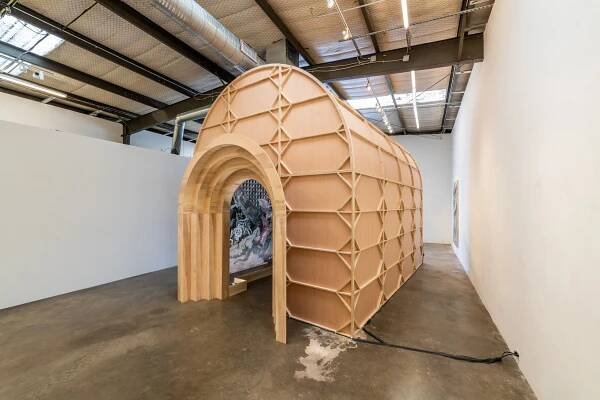 Exterior of the Chapel by Francisco Moreno at the Erin Cluley Gallery in Dallas, Texas