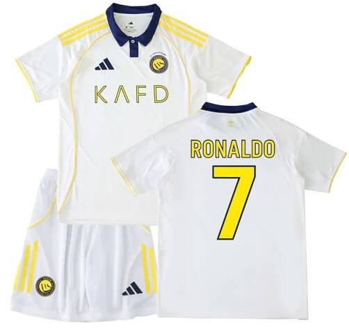 Ronaldo 7 Dětský třetí fotbalový dres Al Nassr 25/26 bílý komplet
