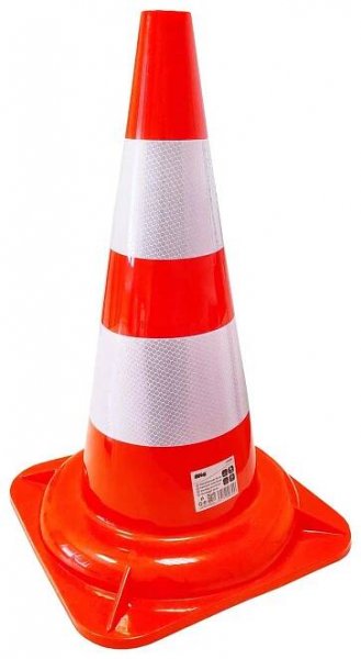 Warning cone 50 cm - two reflective stripes
