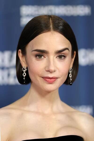 Lily Collins attends the 11th Breakthrough Prize Ceremony at Barker Hangar on April 05, 2025 in Santa Monica, California. 