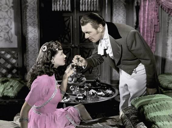SLAVE GIRL, from left, Yvonne De Carlo, George Brent, 1947