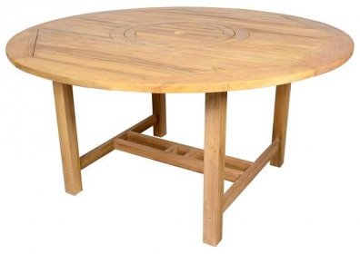 Set zahradního kulatého stolu a 4 skládacích židlí z teakového dřeva Ezeis