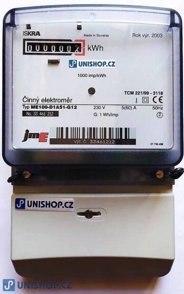 Podružný jednofázový elektroměr pro poměrové odpočty