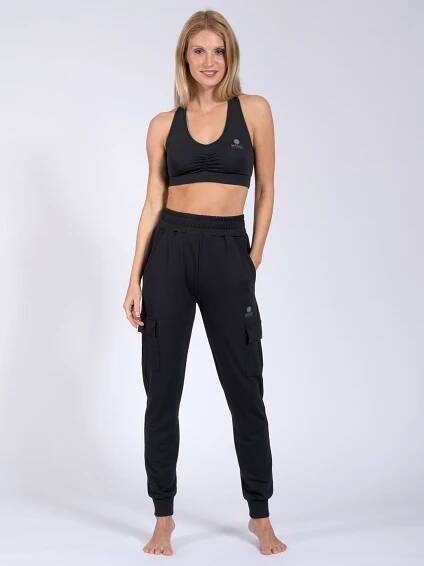 cargo yoga pants Lucy black made of natural material