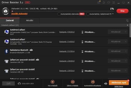 Driver Booster - screenshot z programu